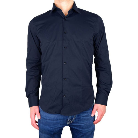 Elegant Milano Blue Gabardine Shirt