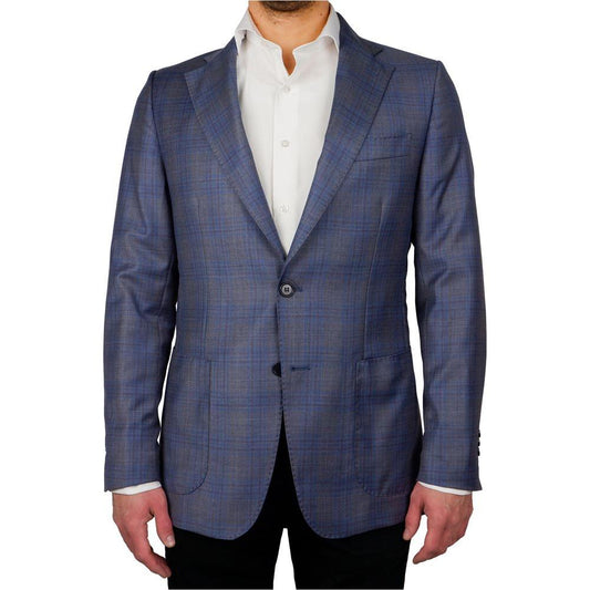 Blue Wool Vergine Blazer Made in Italy