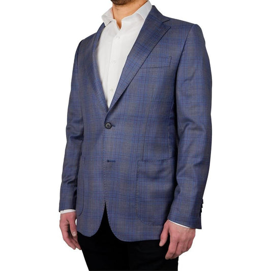 Blue Wool Vergine Blazer Made in Italy