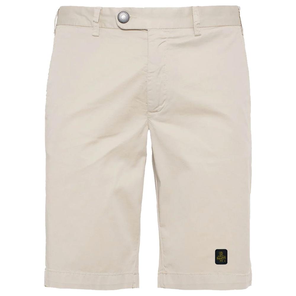 Elegant Beige Bermuda Shorts with Logo Patch