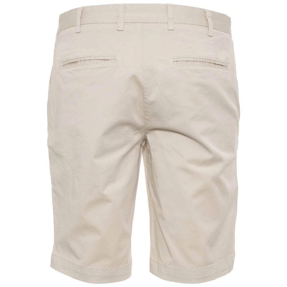 Elegant Beige Bermuda Shorts with Logo Patch