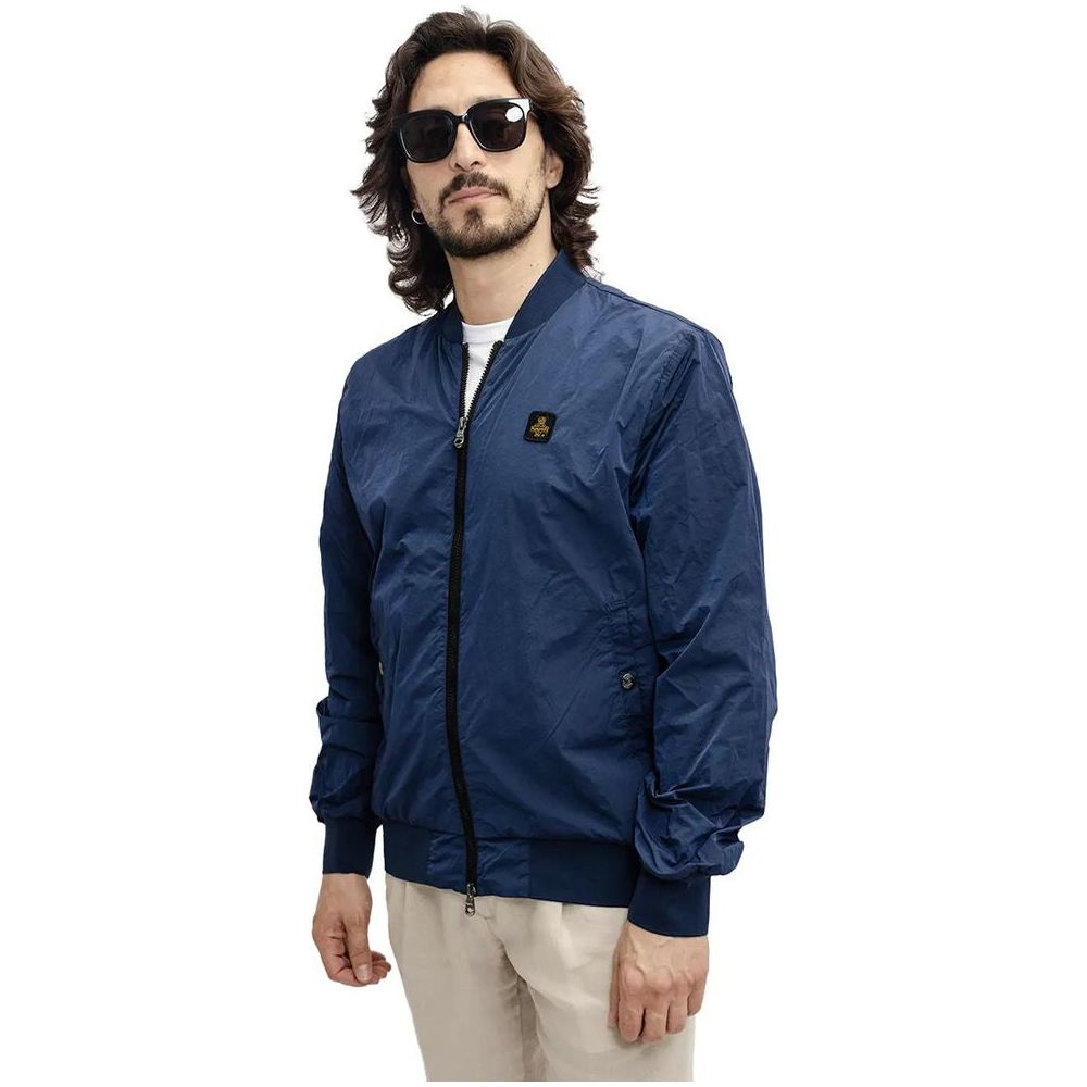 Elevated Casual Blue Bomber Jacket