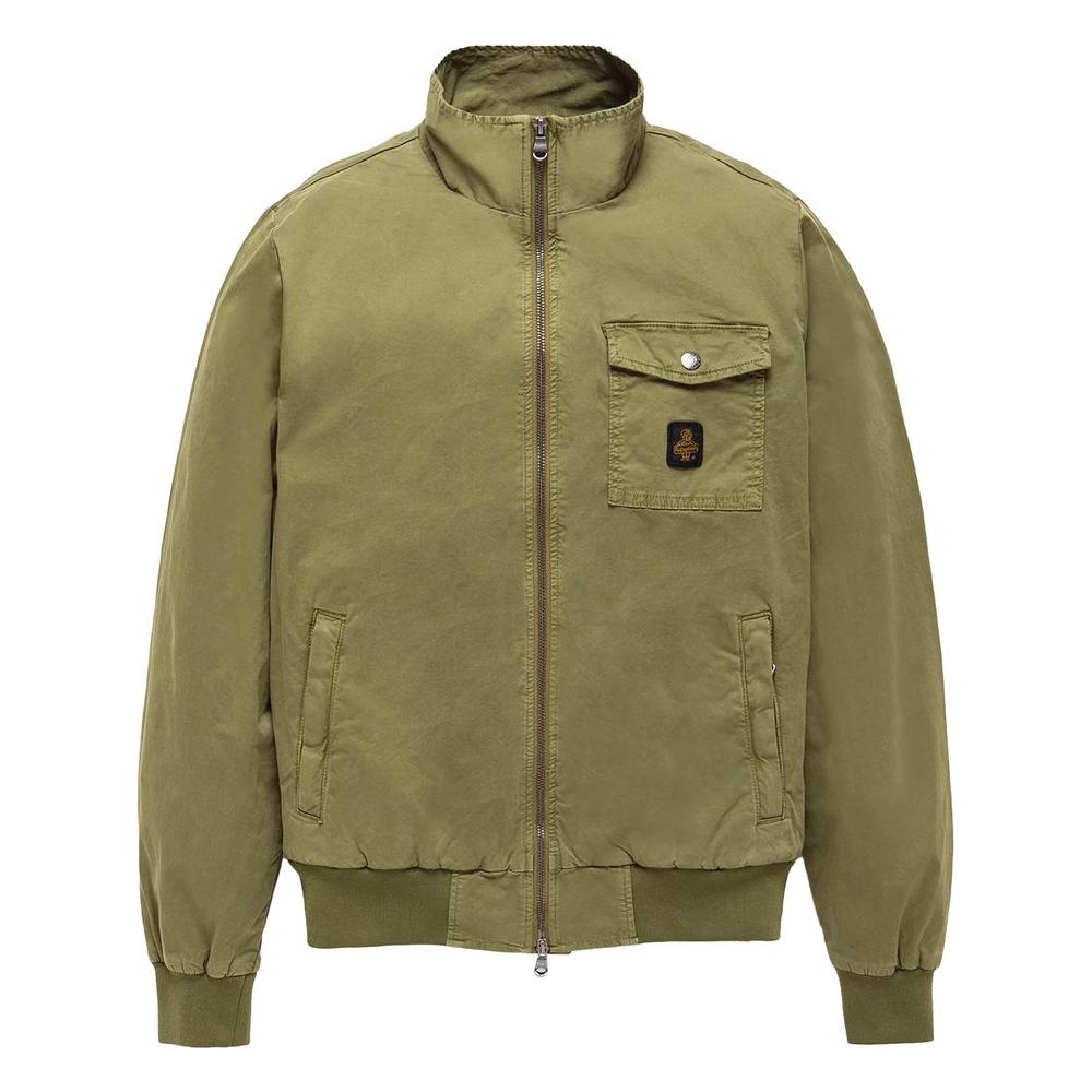 Elegant Green Cotton Bomber Jacket for Men