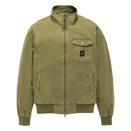 Elegant Green Cotton Bomber Jacket for Men