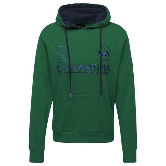 Elegant Green Hooded Cotton Sweatshirt La Martina