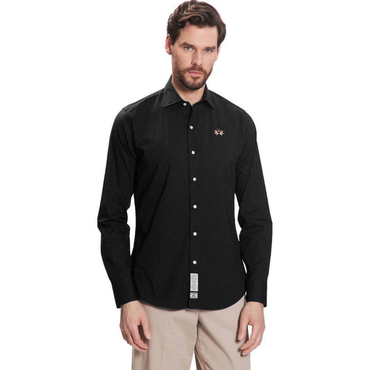 Elegant Black Poplin Cotton Shirt