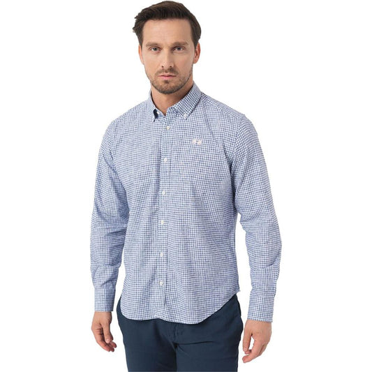 Elegant Checkered Cotton Shirt with Embroidered Logo