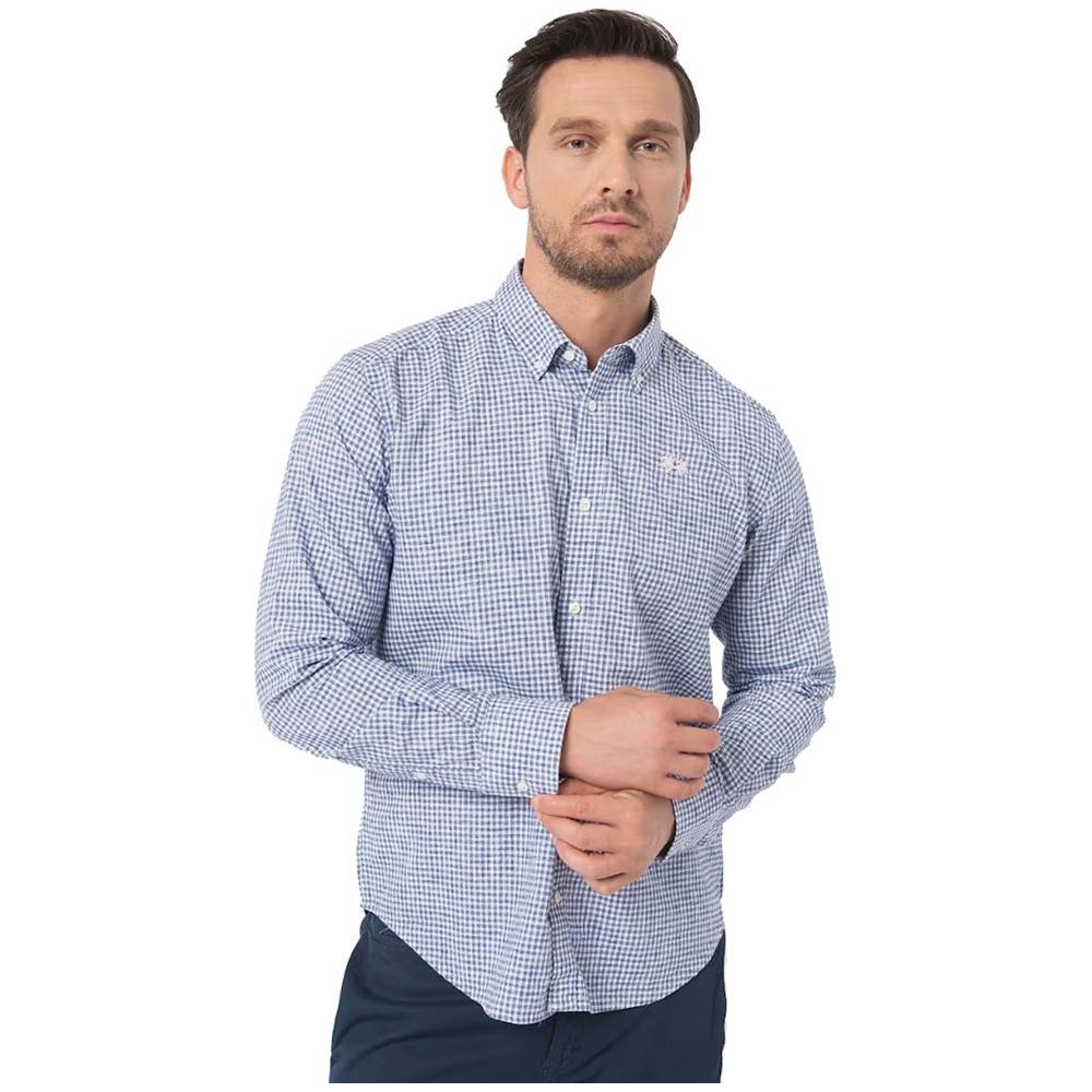 Elegant Checkered Cotton Shirt with Embroidered Logo