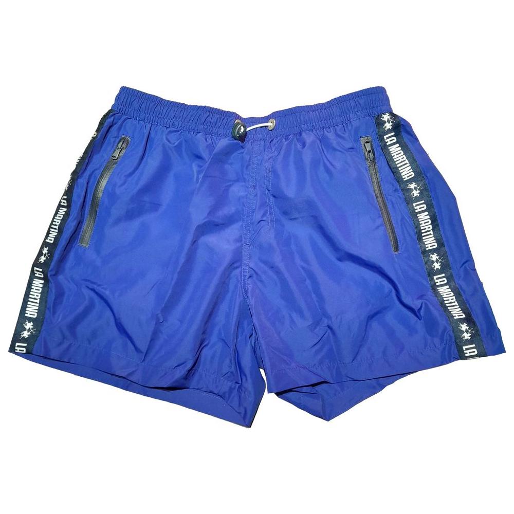 Chic Blue Striped Men's Swim Shorts