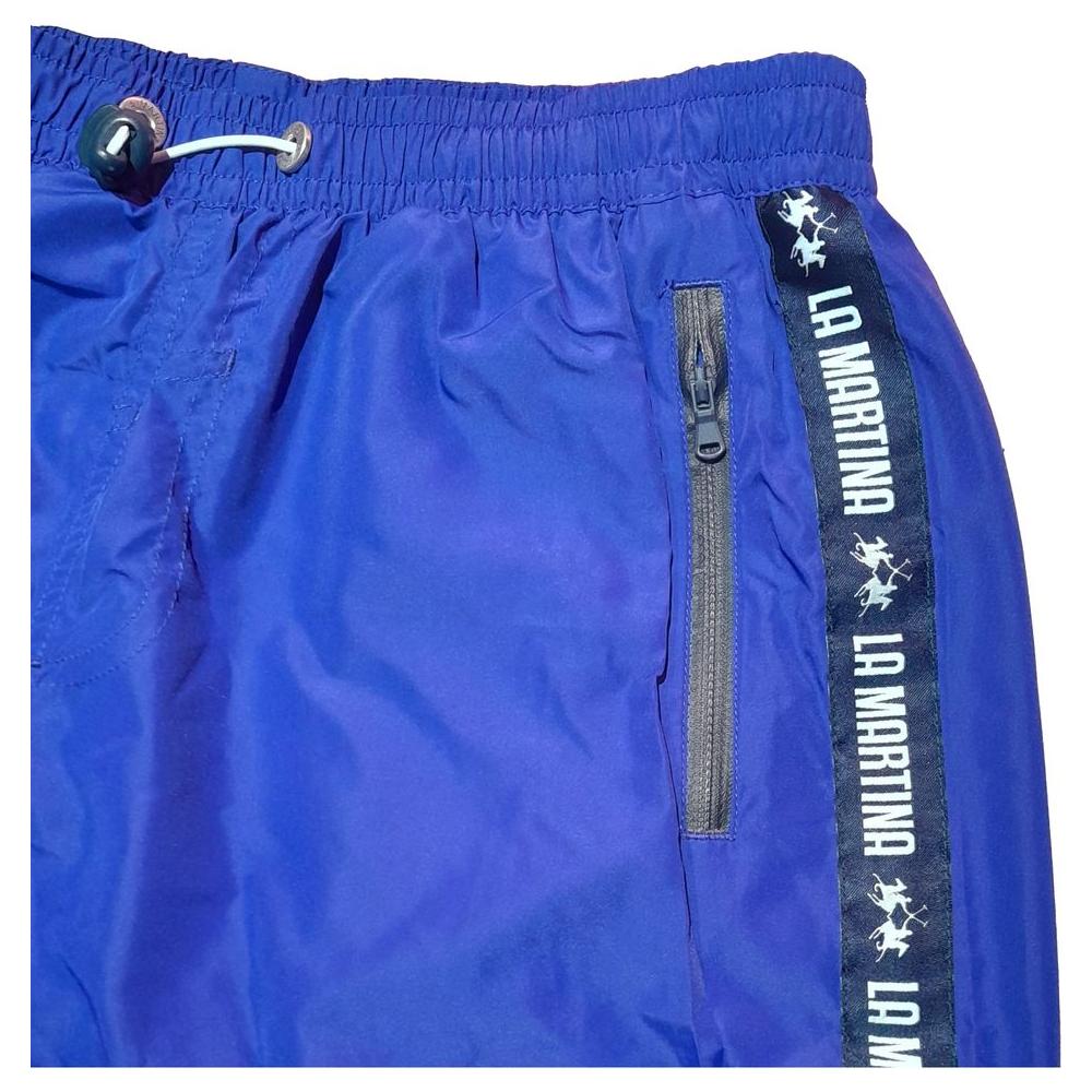 Chic Blue Striped Men's Swim Shorts