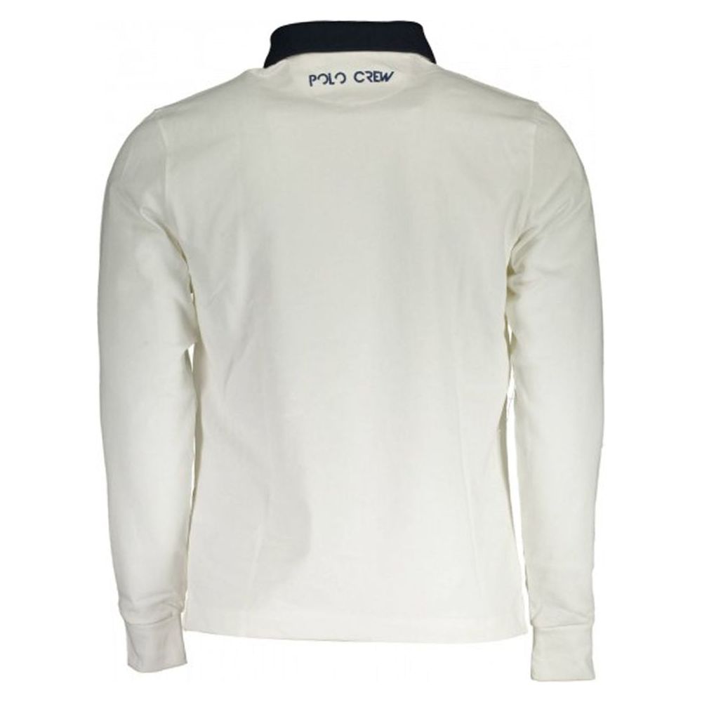 Elegant Embroidered White Jersey Polo Shirt