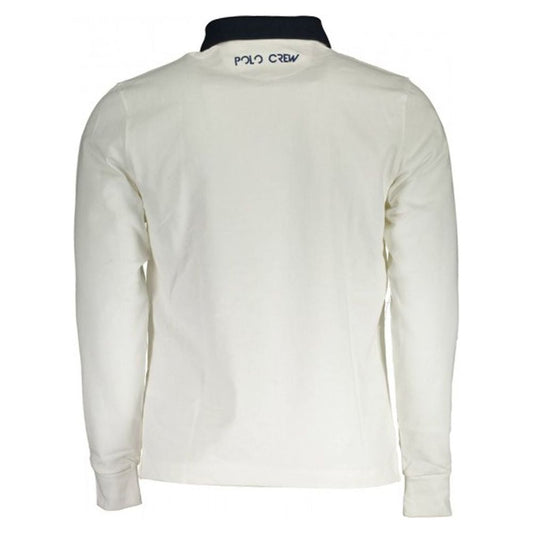 Elegant Embroidered White Jersey Polo Shirt