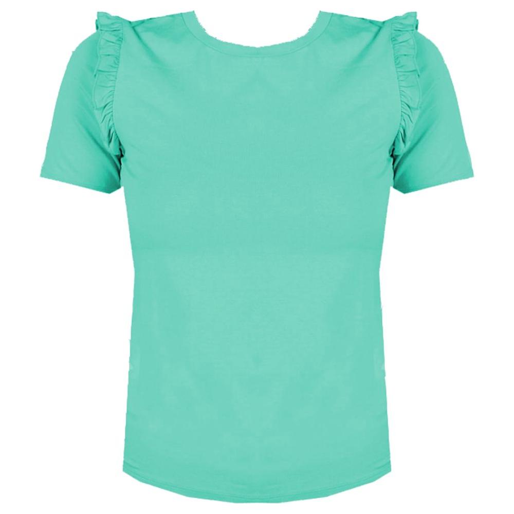 Ruffled Shoulder Crew-neck Chic Top