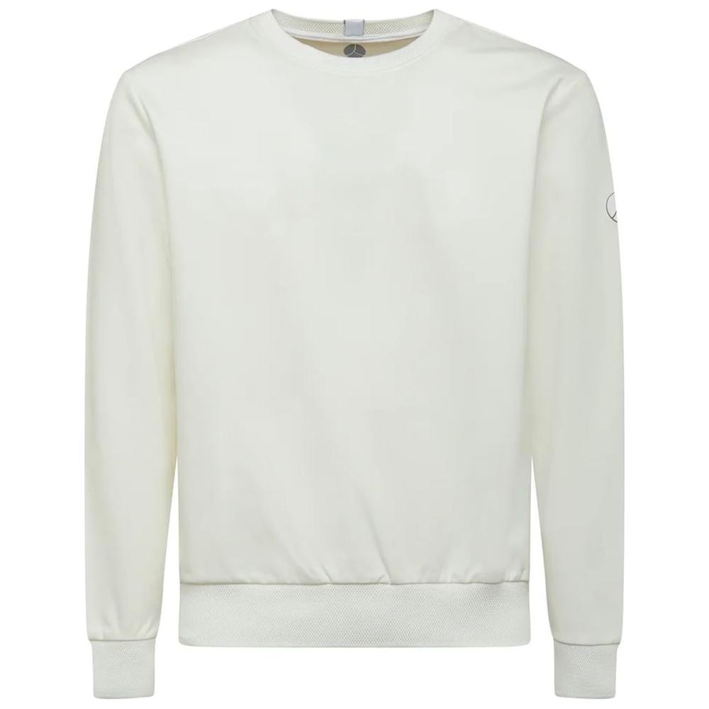 Chic White Tech Fabric Crewneck Sweater