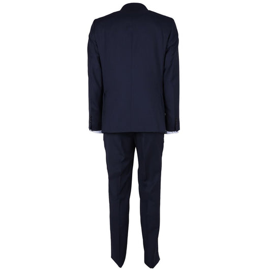 Elegant Navy Blue Virgin Wool Men's Suit Made in Italy