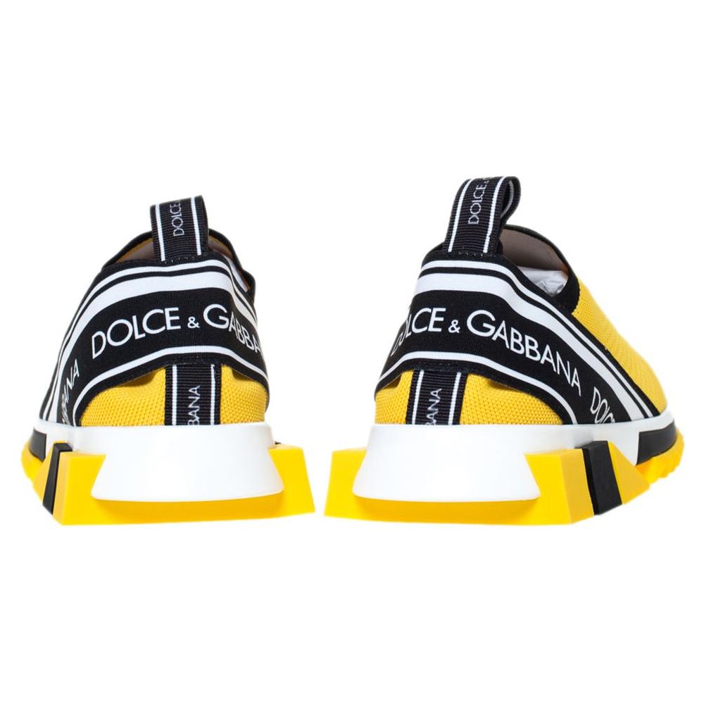 Chic Logo-Print Stretch Sneakers in Vibrant Yellow