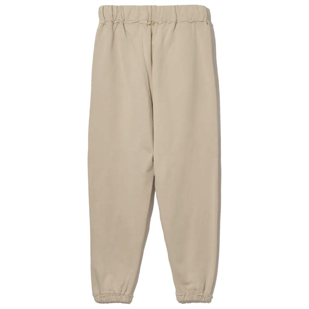 Chic Beige Cotton Sweatpants with Frayed Details