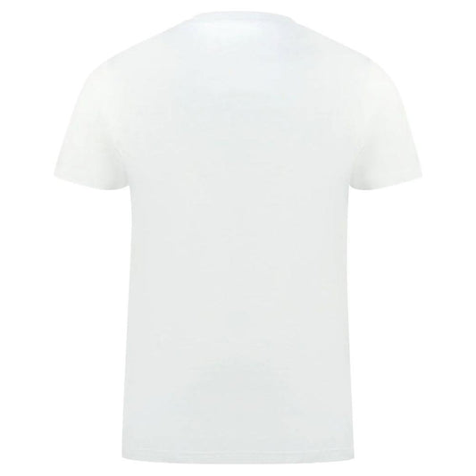 Classic White Cotton Logo Tee with Flag Detail