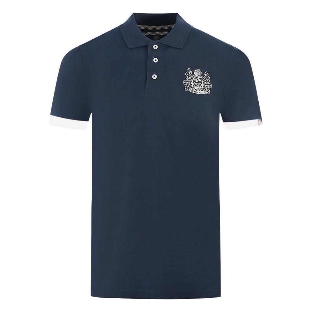 Elegant Cotton Polo with Contrast Logo Emblem