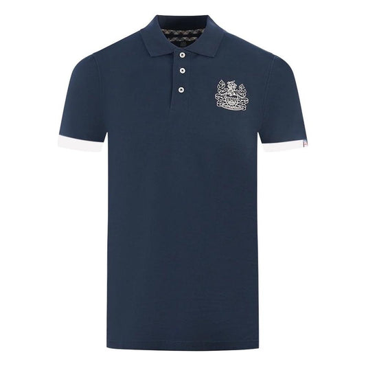 Elegant Cotton Polo with Contrast Logo Emblem