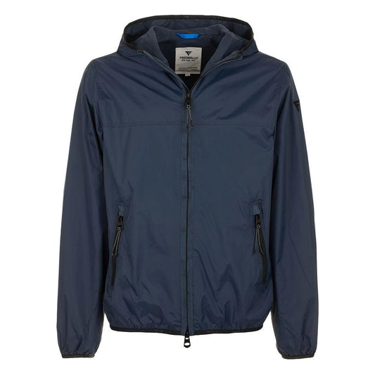 Sleek Blue Nylon Jacket - Zip Closure & Compact Design