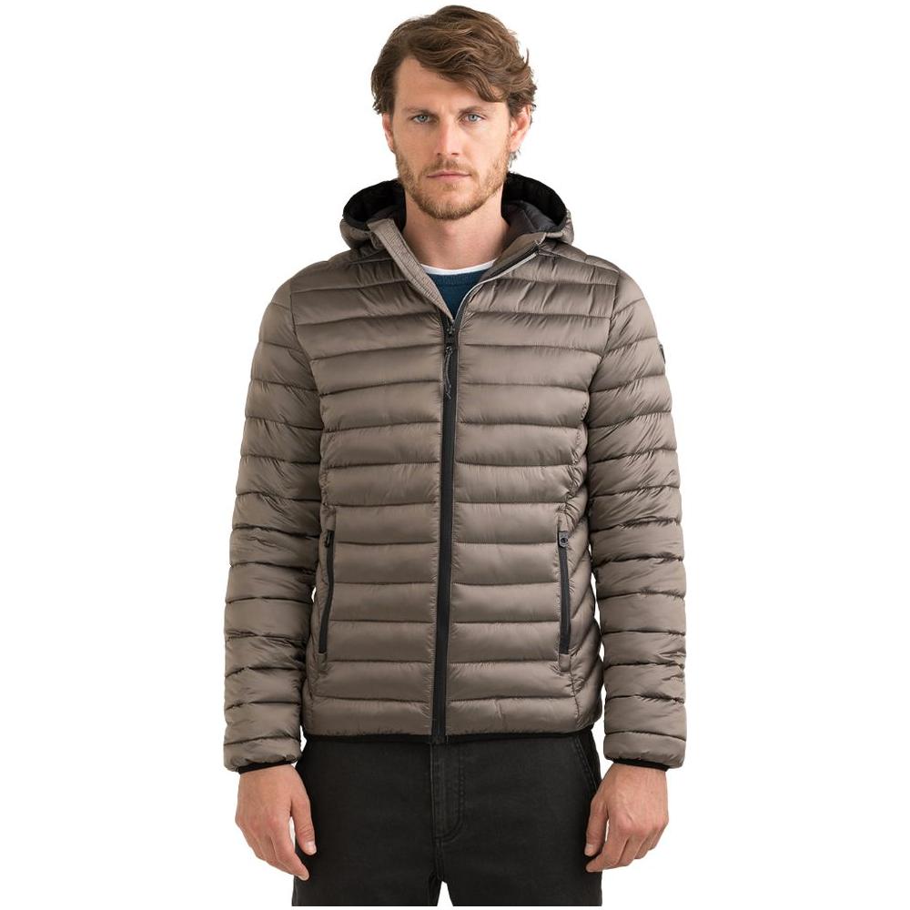 Sleek Gray Padded Jacket with Hood