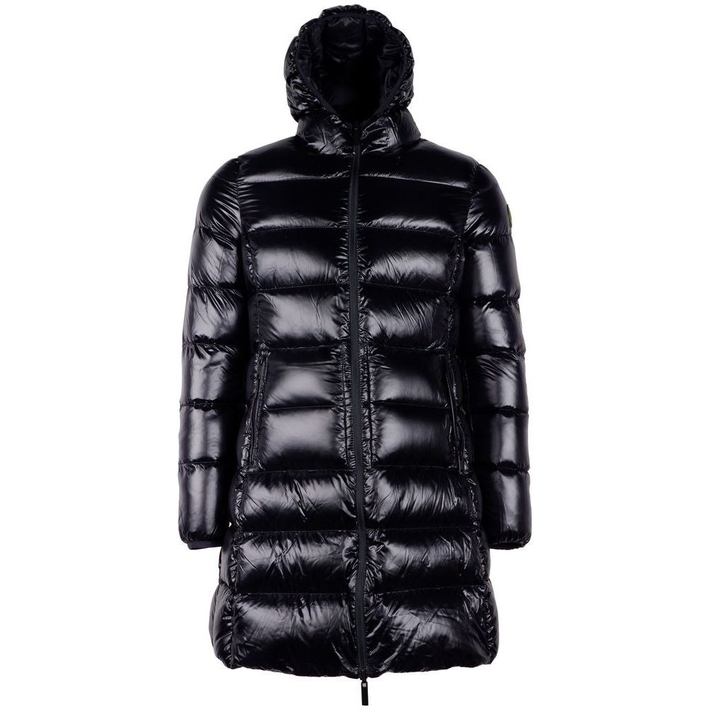 Reversible Long Down Jacket in Sleek Black