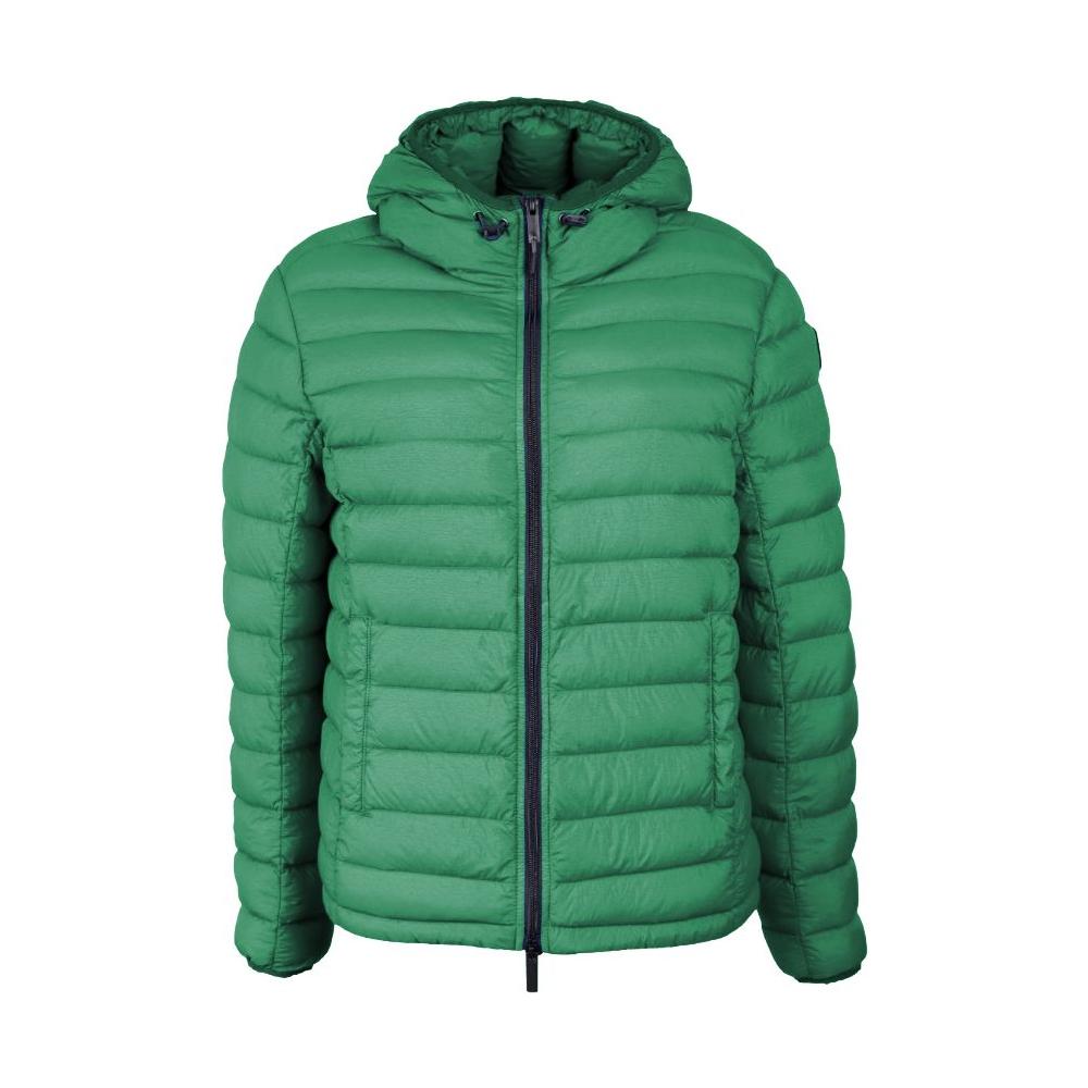 Chic Hooded Down Nylon Jacket in Lush Green