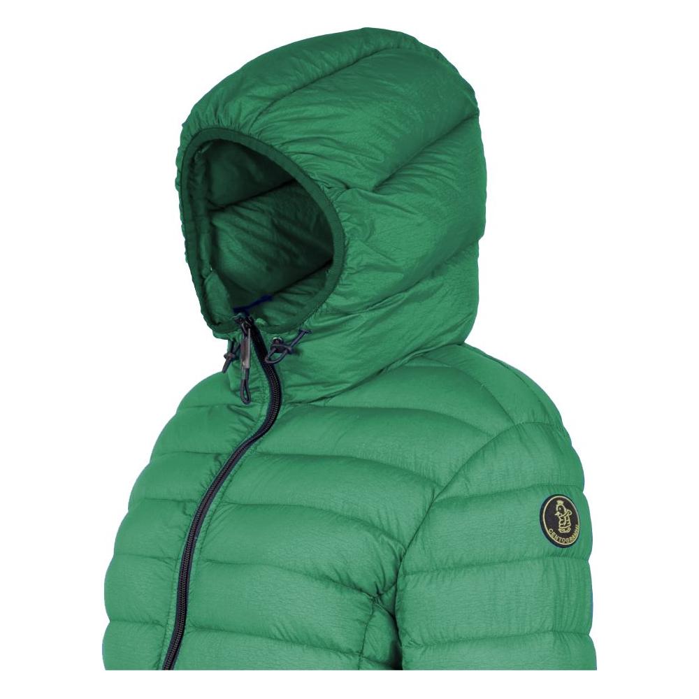 Chic Hooded Down Nylon Jacket in Lush Green