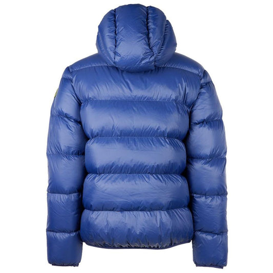 Sleek Blue Nylon Down Jacket