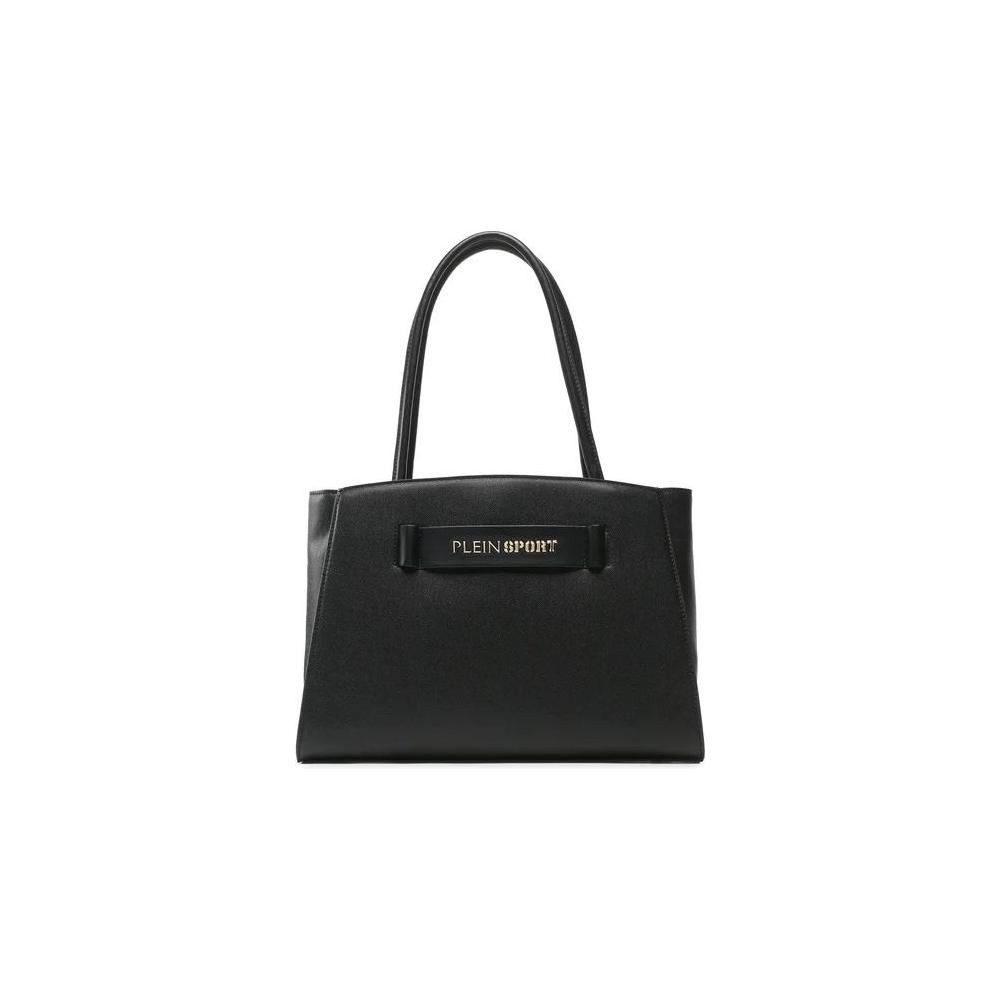 Chic Ebony Tote with Silver Logo Accent