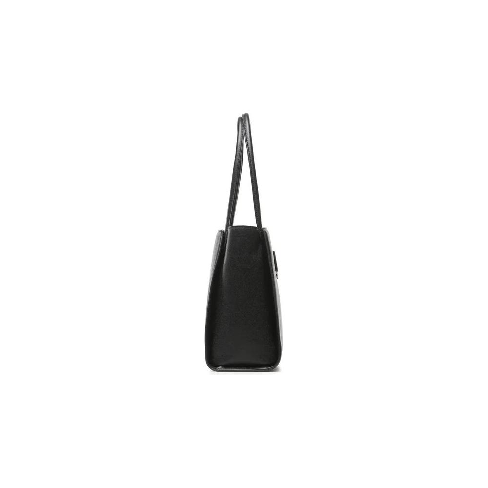 Chic Ebony Tote with Silver Logo Accent