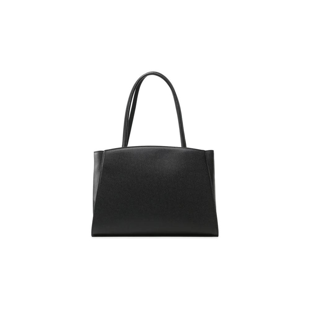 Chic Ebony Tote with Silver Logo Accent