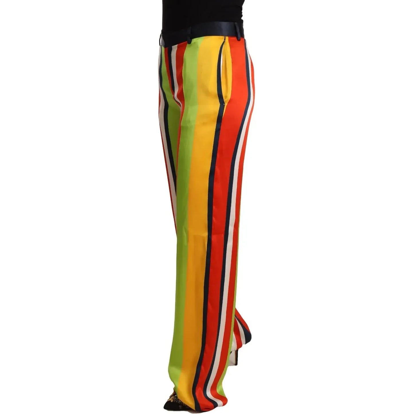 Multicolor Striped Mid Waist Straight Pants