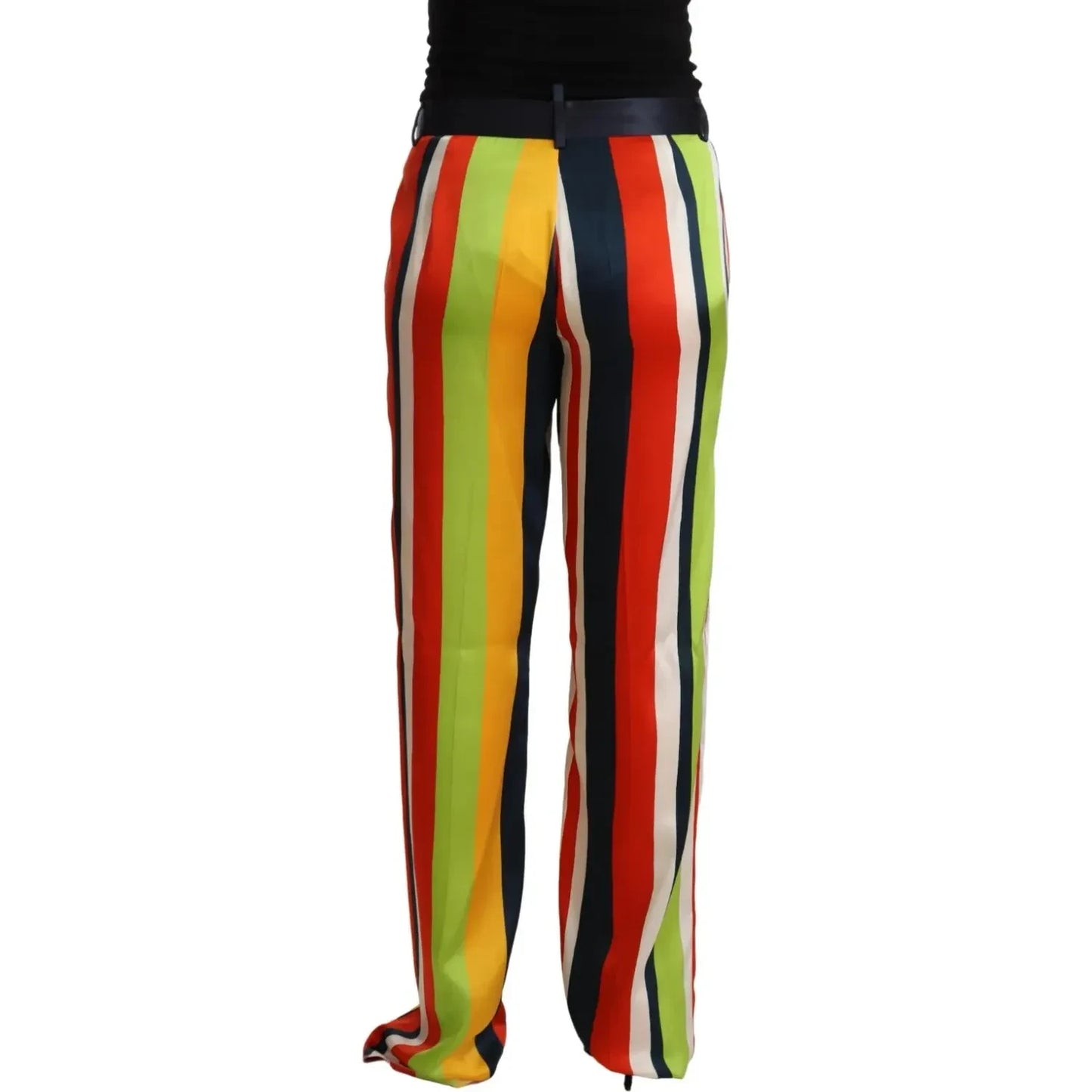 Multicolor Striped Mid Waist Straight Pants