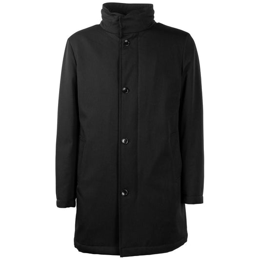 Elegant Virgin Wool Coat with Storm Protection