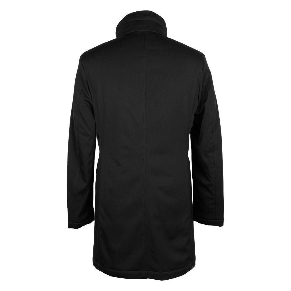 Elegant Virgin Wool Coat with Storm Protection