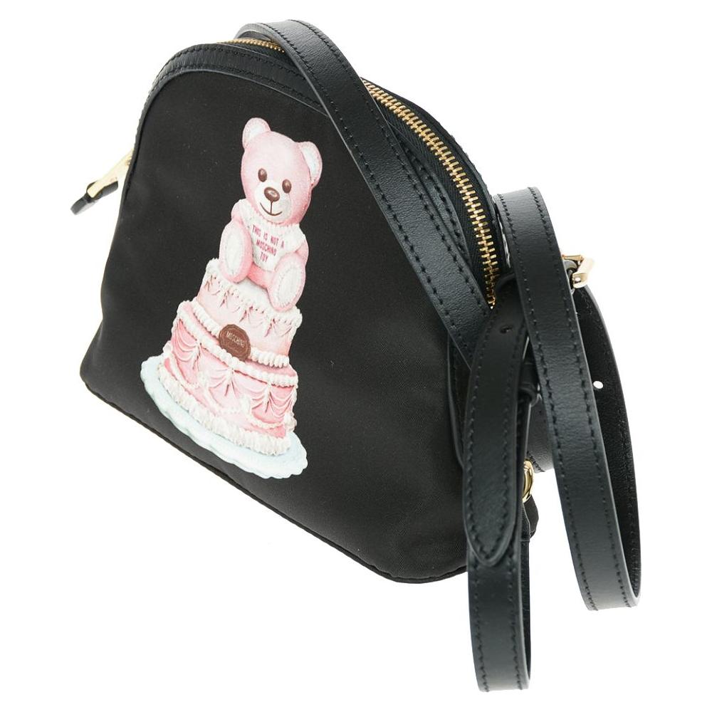 Chic Teddy Bear Print Clutch with Calfskin Strap