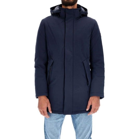 Chic Blue Padded Parka with Removable Hood