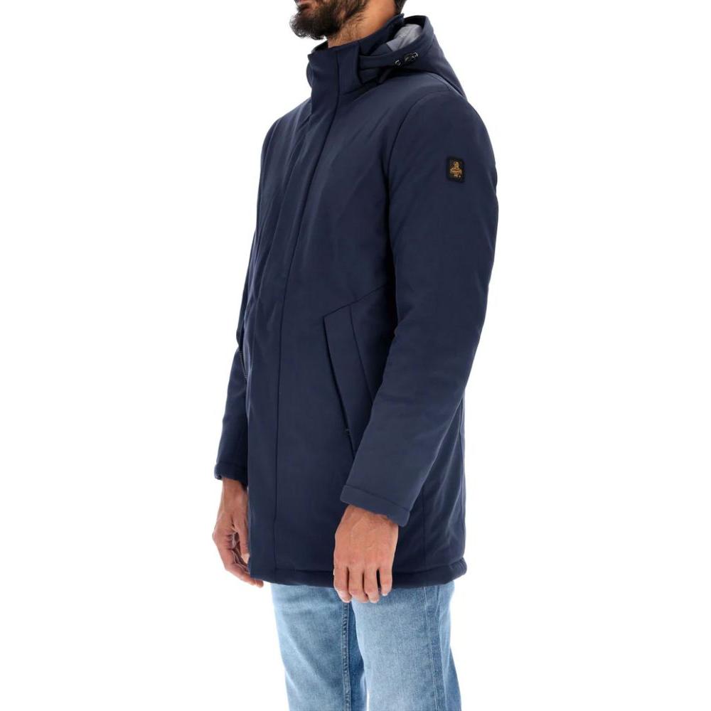 Chic Blue Padded Parka with Removable Hood