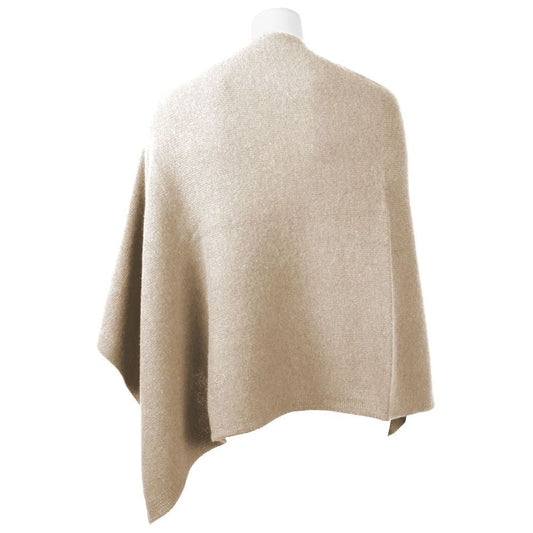 Chic V-Neck Cashmere Poncho in Beige