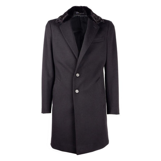 Elegant Virgin Wool Coat with Mink Fur Collar