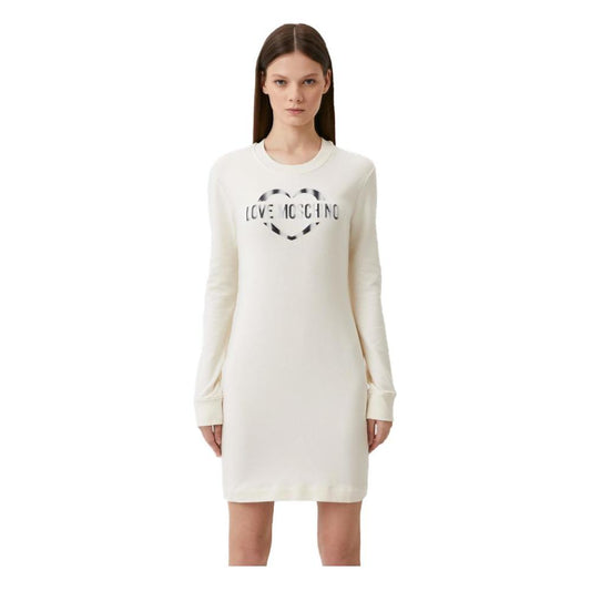 Chic White Cotton Blend Dress with Logo Accent