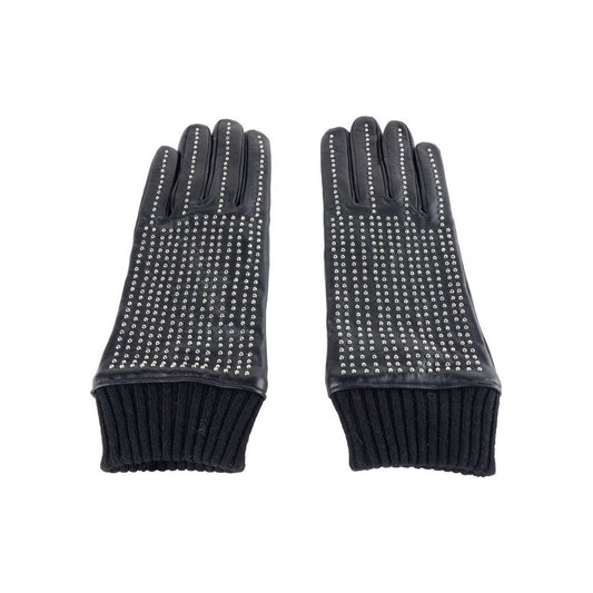 Cavalli Class Elegant Black Leather Gloves Cavalli Class