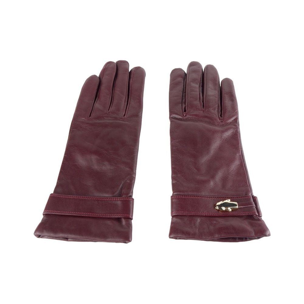 Elegant Lambskin Leather Gloves in Red