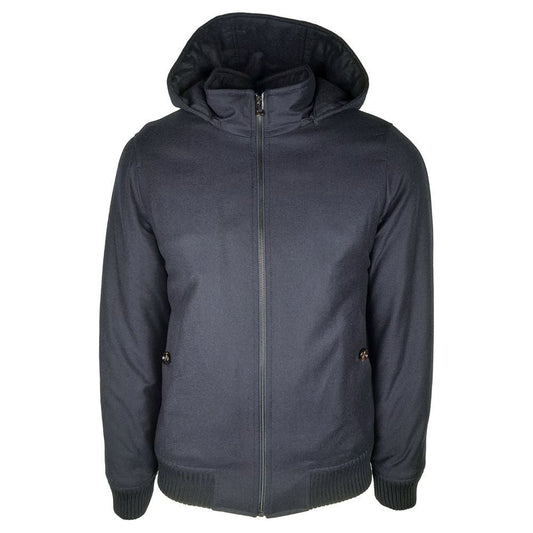 Elegant Wool-Cashmere Men's Jacket with Hood