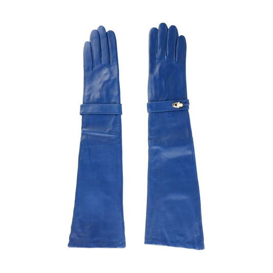 Cavalli Class Elegant Blue Leather Gloves Cavalli Class