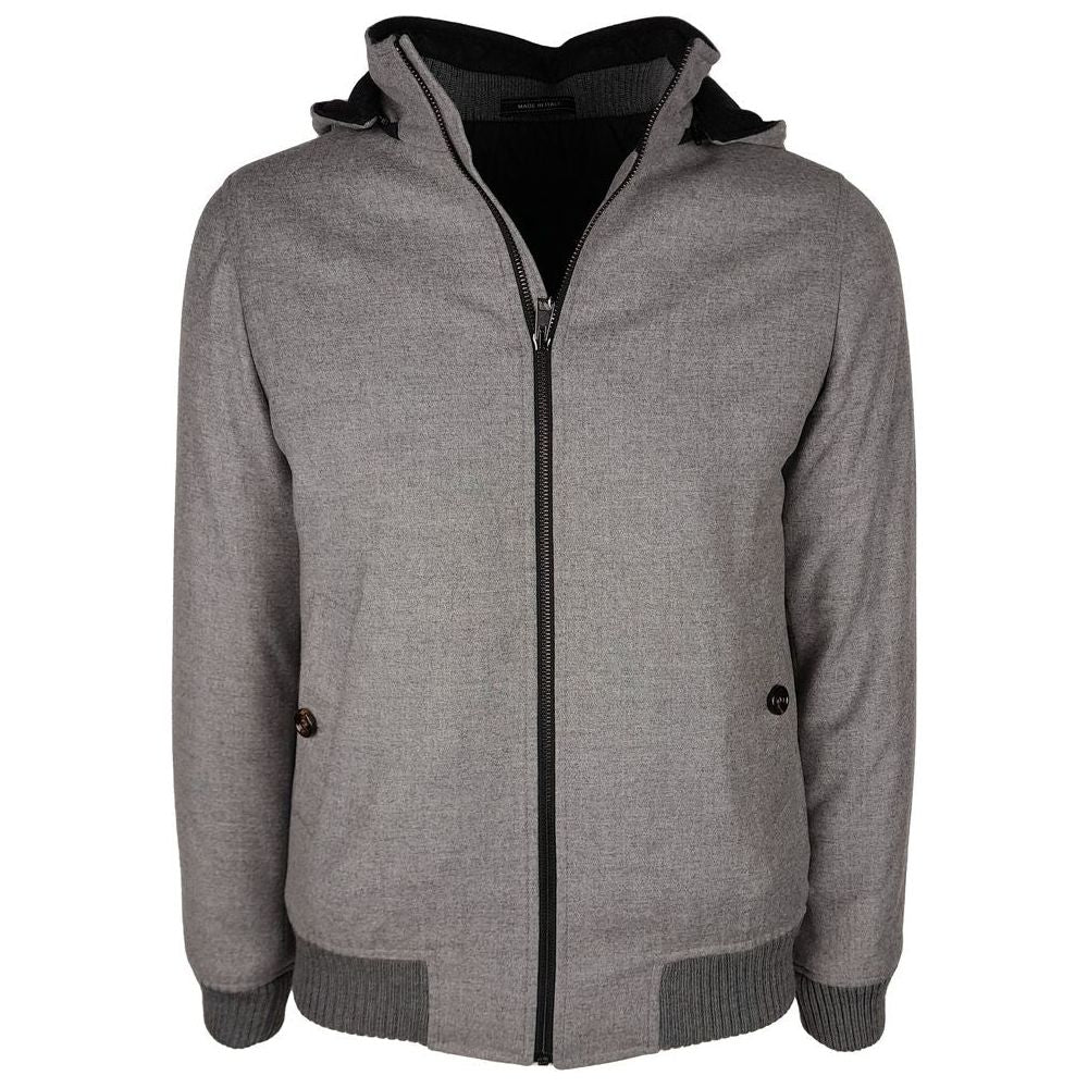 Elegant Wool-Cashmere Men's Jacket with Hood