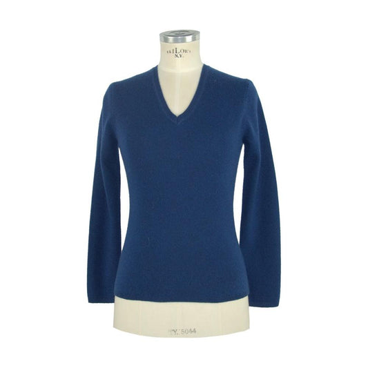 Emilio Romanelli Elegant V-Neck Cashmere Sweater in Blue Emilio Romanelli