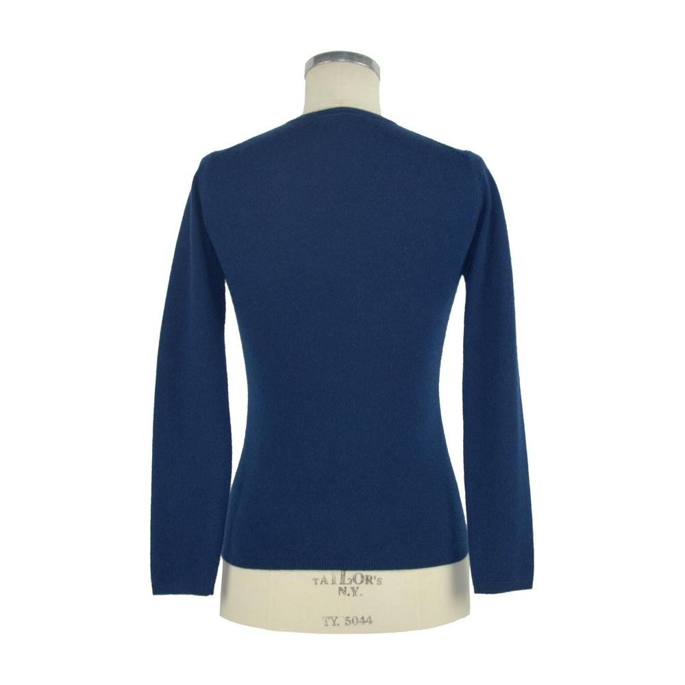 Elegant V-Neck Cashmere Sweater in Blue